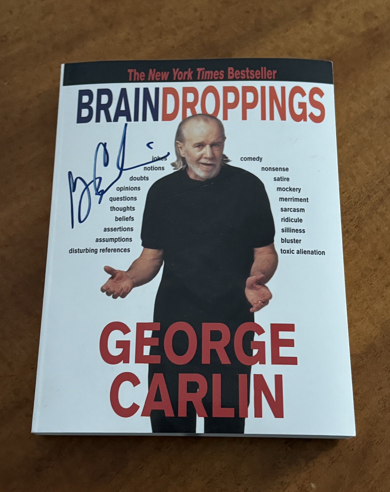 Comedian George Carlin Authentic Signed Autograph Brain Droppings Book Rare HTF