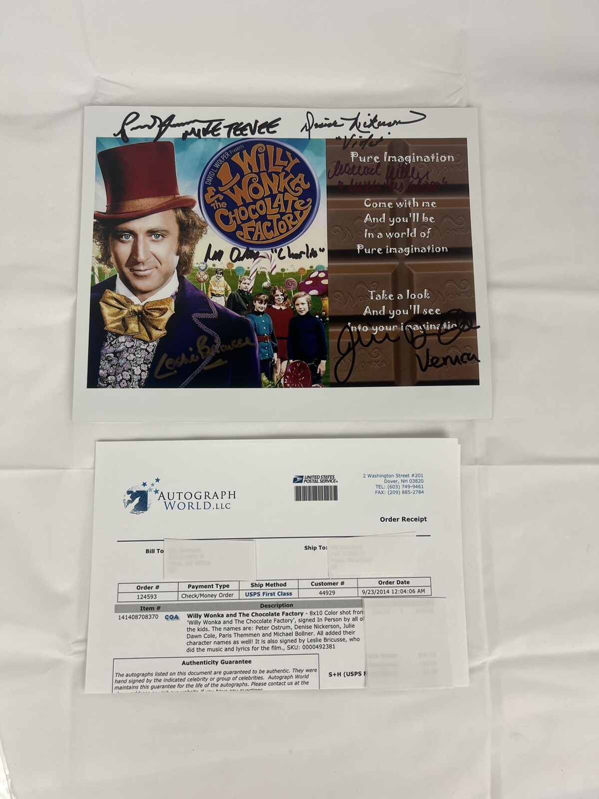 Willy Wonka Cast Signed Movie Poster All 5 Kids (Plus Leslie Bricusse) COA