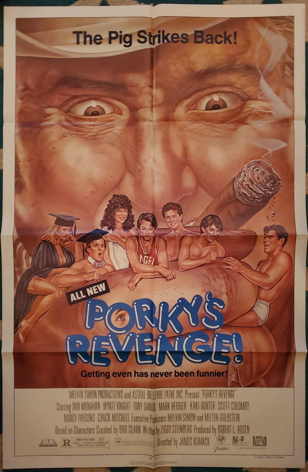 1985 PORKY’S REVENGE! Original 1 Sheet Poster Dan Monahan TEEN COMEDY SEQUEL