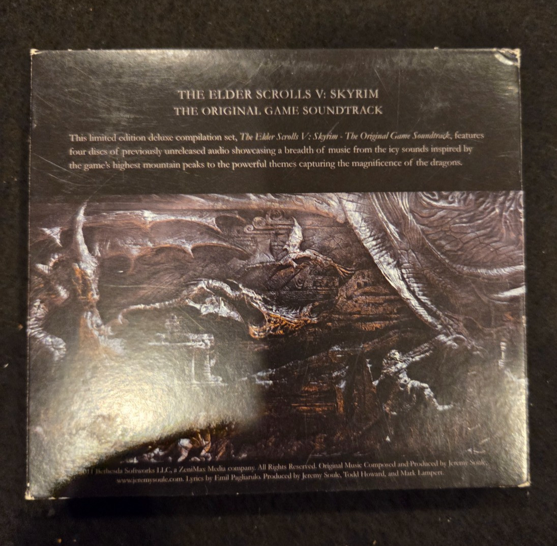 The Elder Scrolls V Skyrim Original Soundtrack 4 CD Set Signed by Jeremy Soule