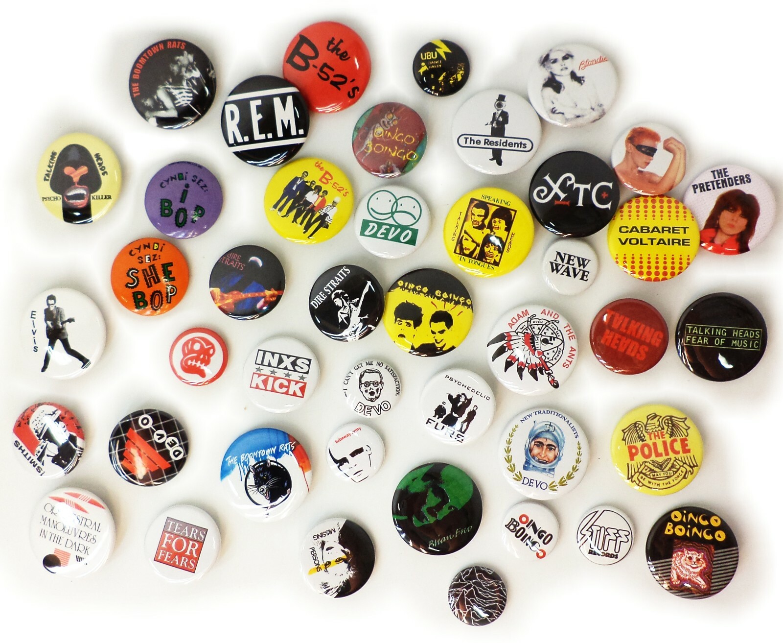 1980s NEW WAVE Music Band Buttons Pins Badges 40+ DESIGNS Mix & Match Gifts