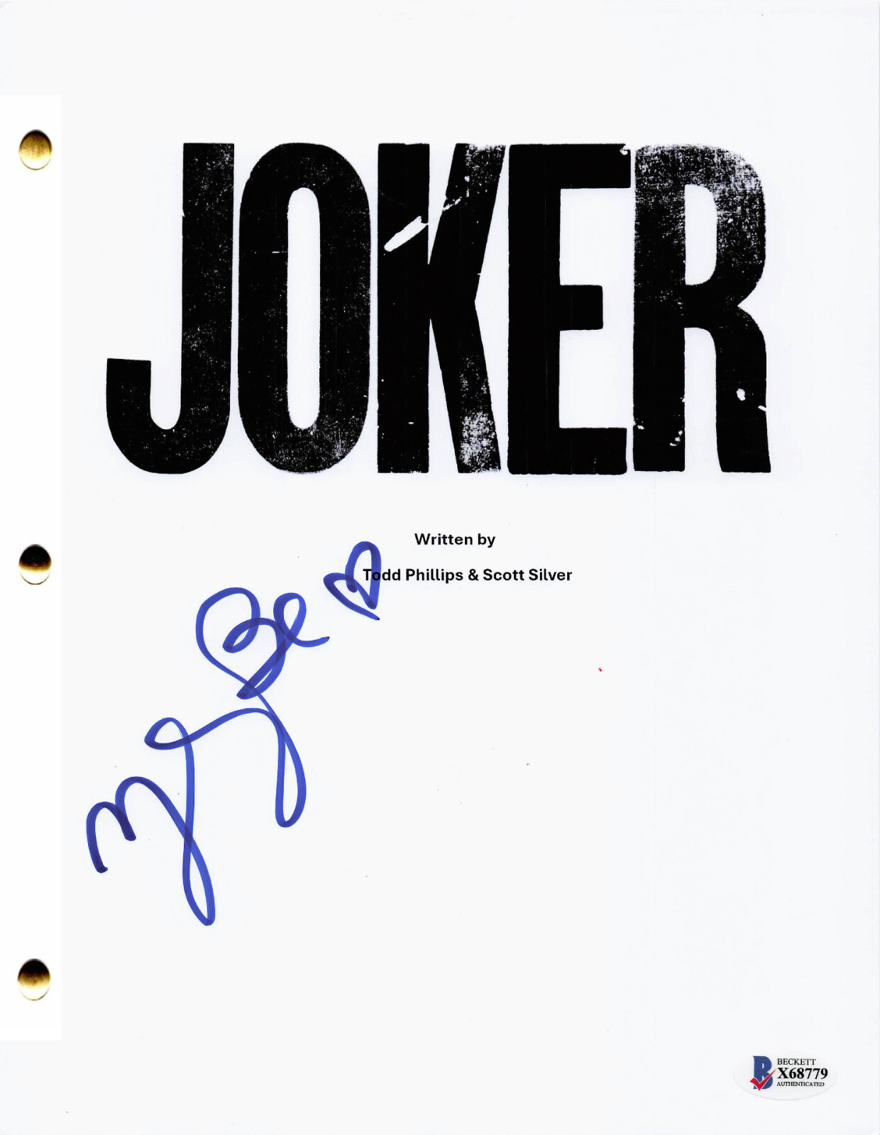 ZAZI BEETS SIGNED AUTOGRAPH JOKER FULL SCRIPT BECKETT BAS