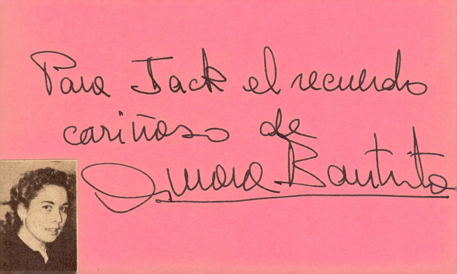 Aurora Bautista Signed Auto 3×5 Index Card Locura de amor