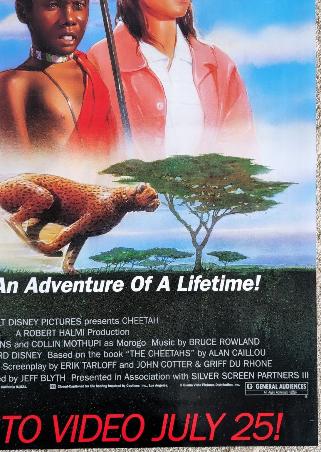 Walt Disney’s Cheetah 1989 Home Video Movie Poster 26X40 Rolled 1 Sheet