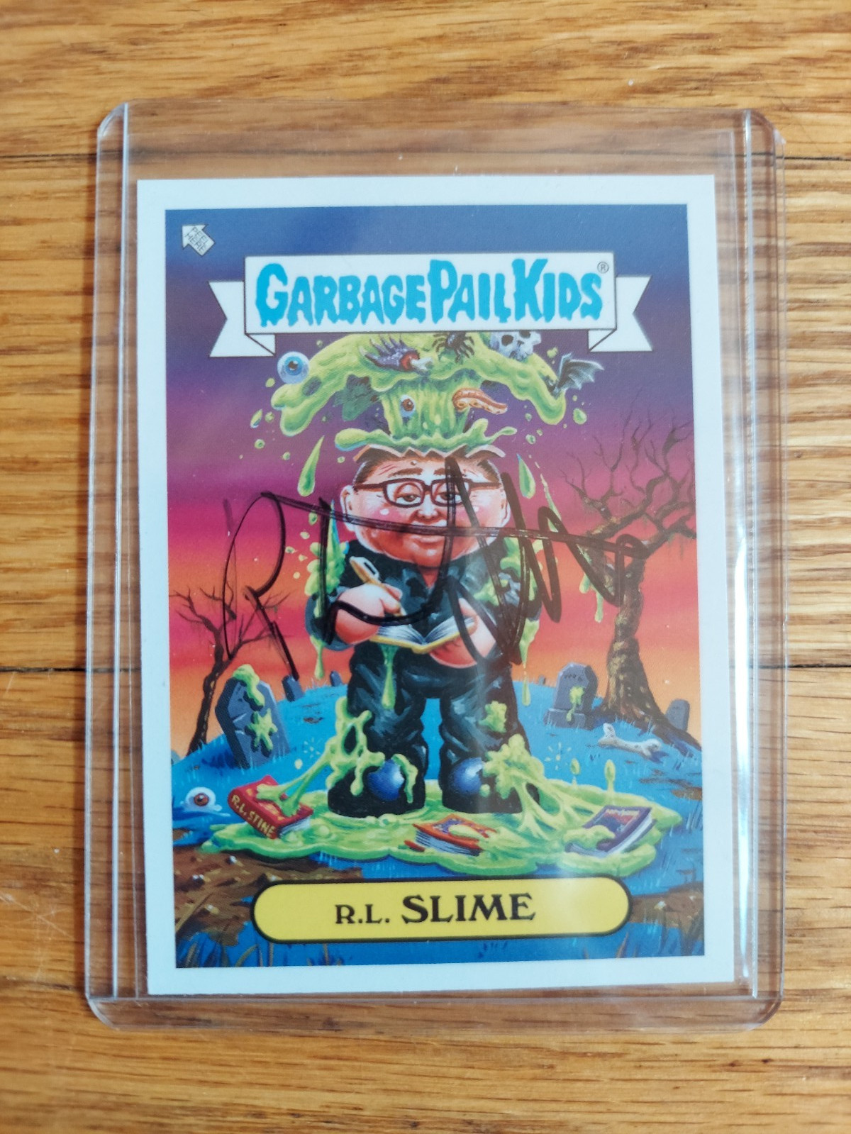 Authentic R.L. Stein Autographed “R.L. Slime” Collector’s Card (Garbage Pail Kid