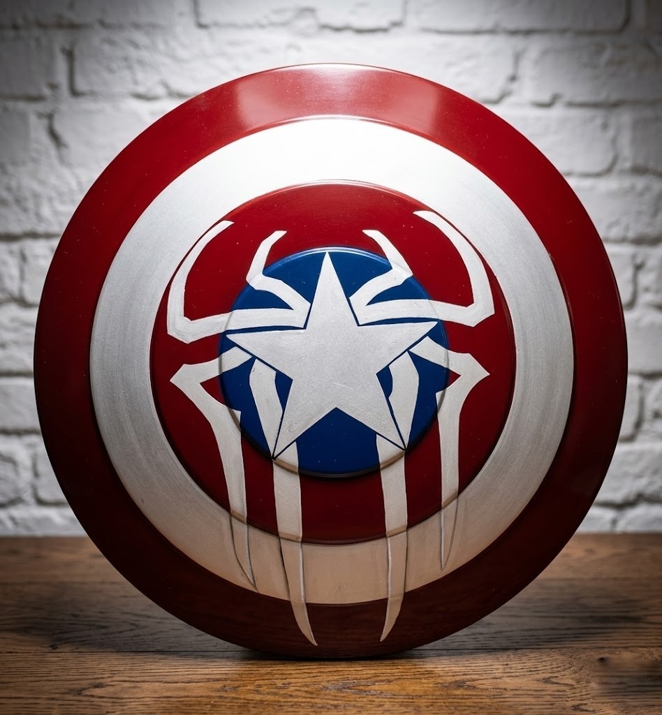 Marvel Spider-Man Captain America Mashup Shield Replica Metal Cosplay Wall Decor