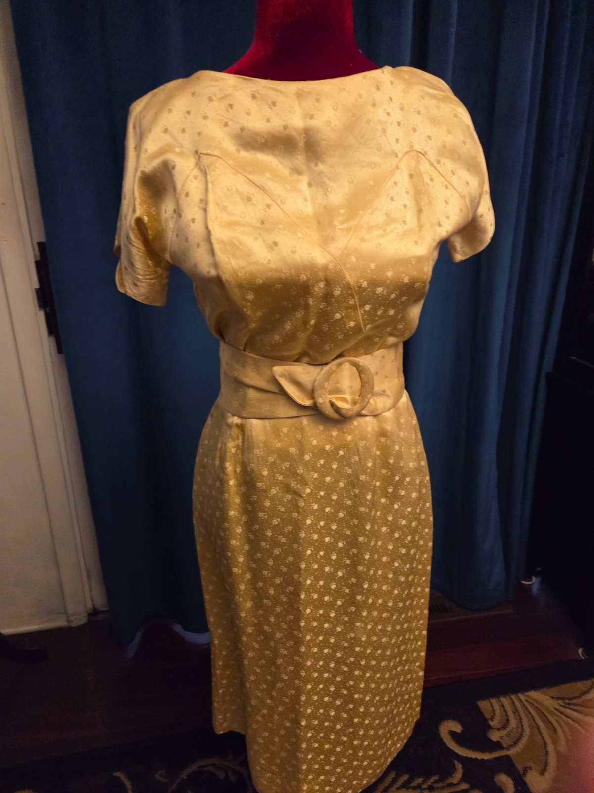 Lucille Ball Owned & Worn Gold SS Dress W/Belt from Stylist Sydney Guilaroff