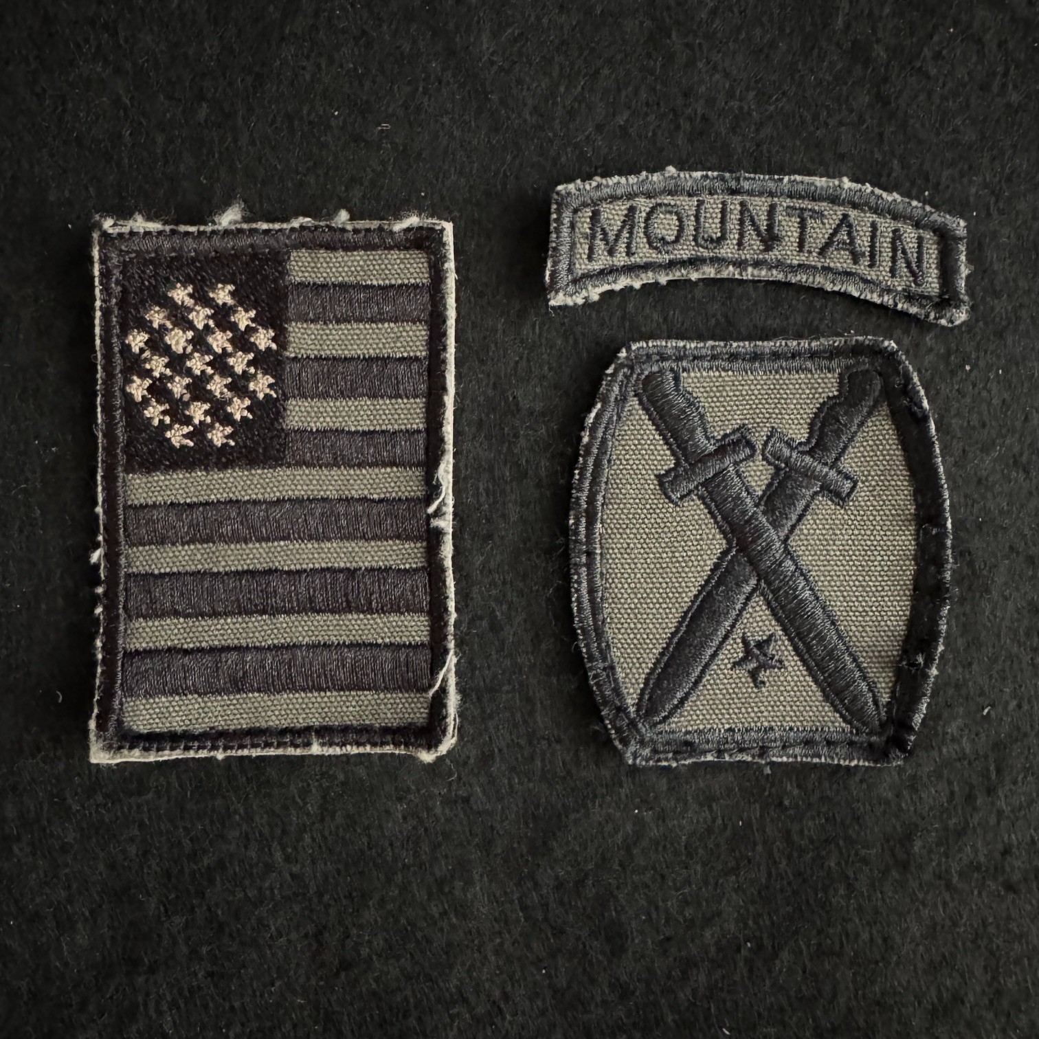 JERICHO Show-Used A.S. Army Subdued Flag Mountain Patch Set • JR07