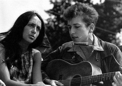 1963 Bob Dylan PHOTO Joan Baez, 1960s folk rock singer Civil Rights March DC