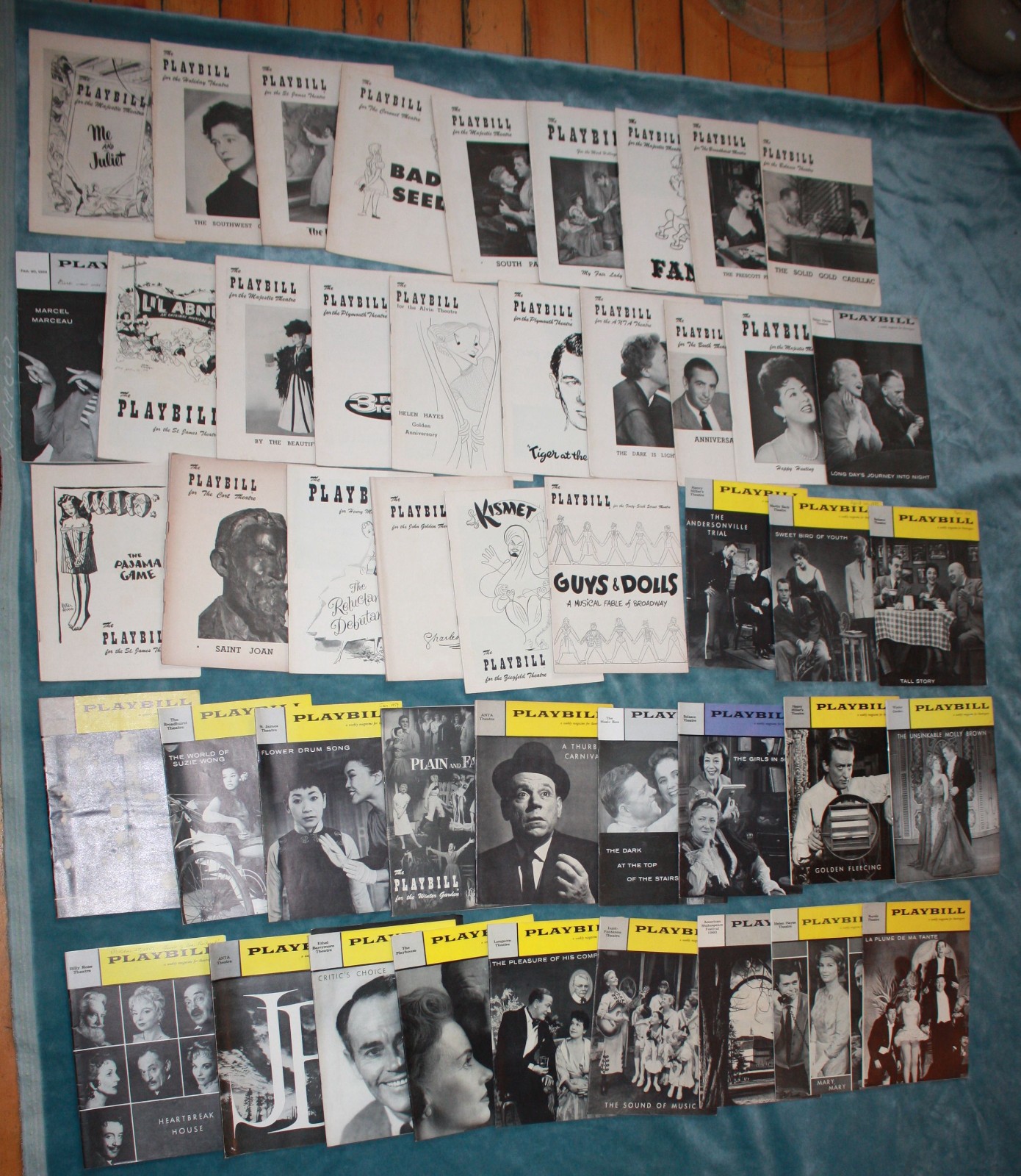 Lot 38 1950’s New York Playbill magazines Broadway/off *Plays/musicals* Theater