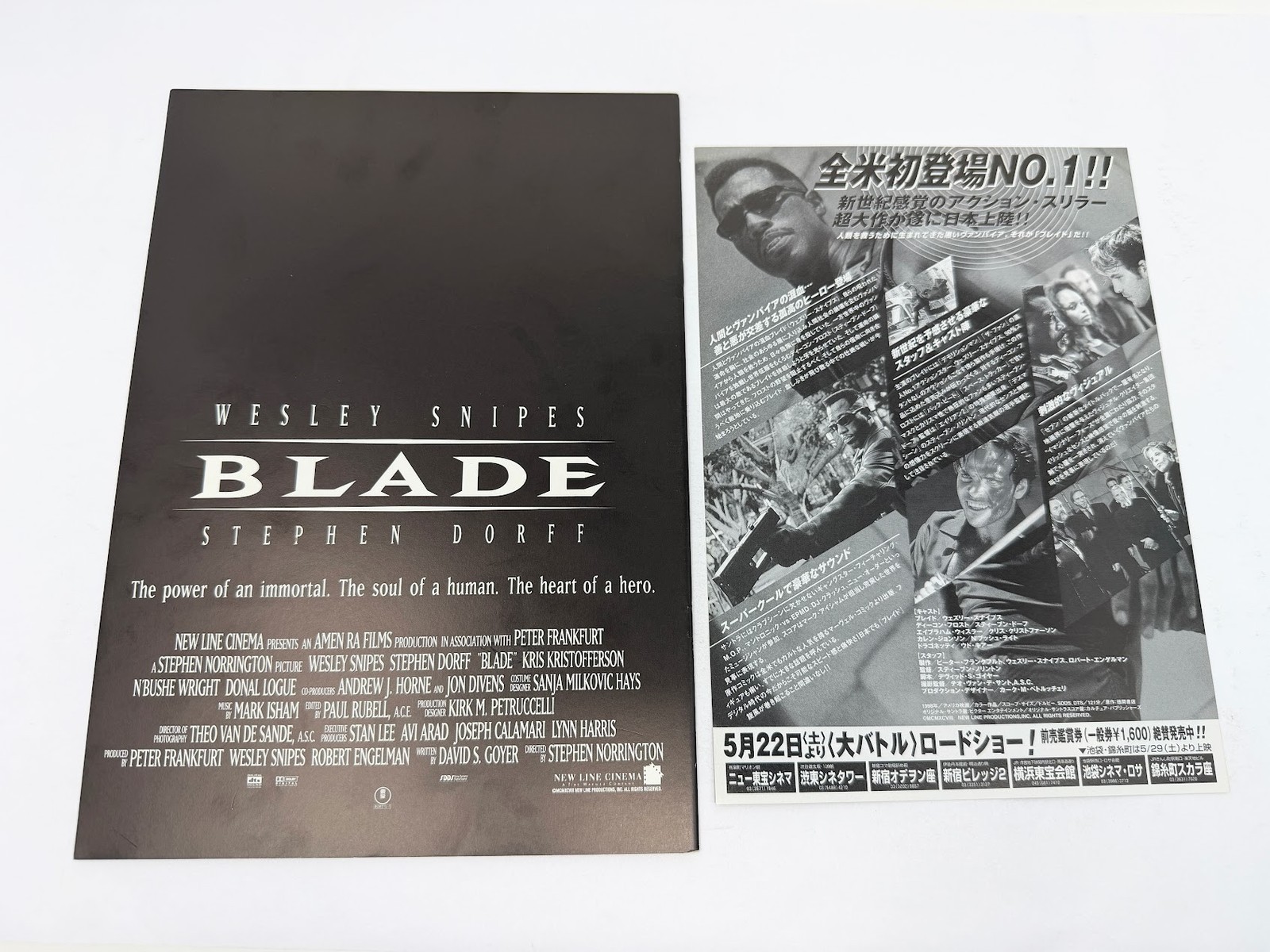 Blade (1998) Japanese Movie Program + Flyer Wesley Snipes, Stephen Dorff