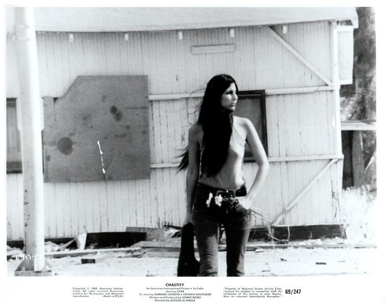 Cher Chastity Busty Boho Hippie in jeans carrying flowers Original 8×10 Photo