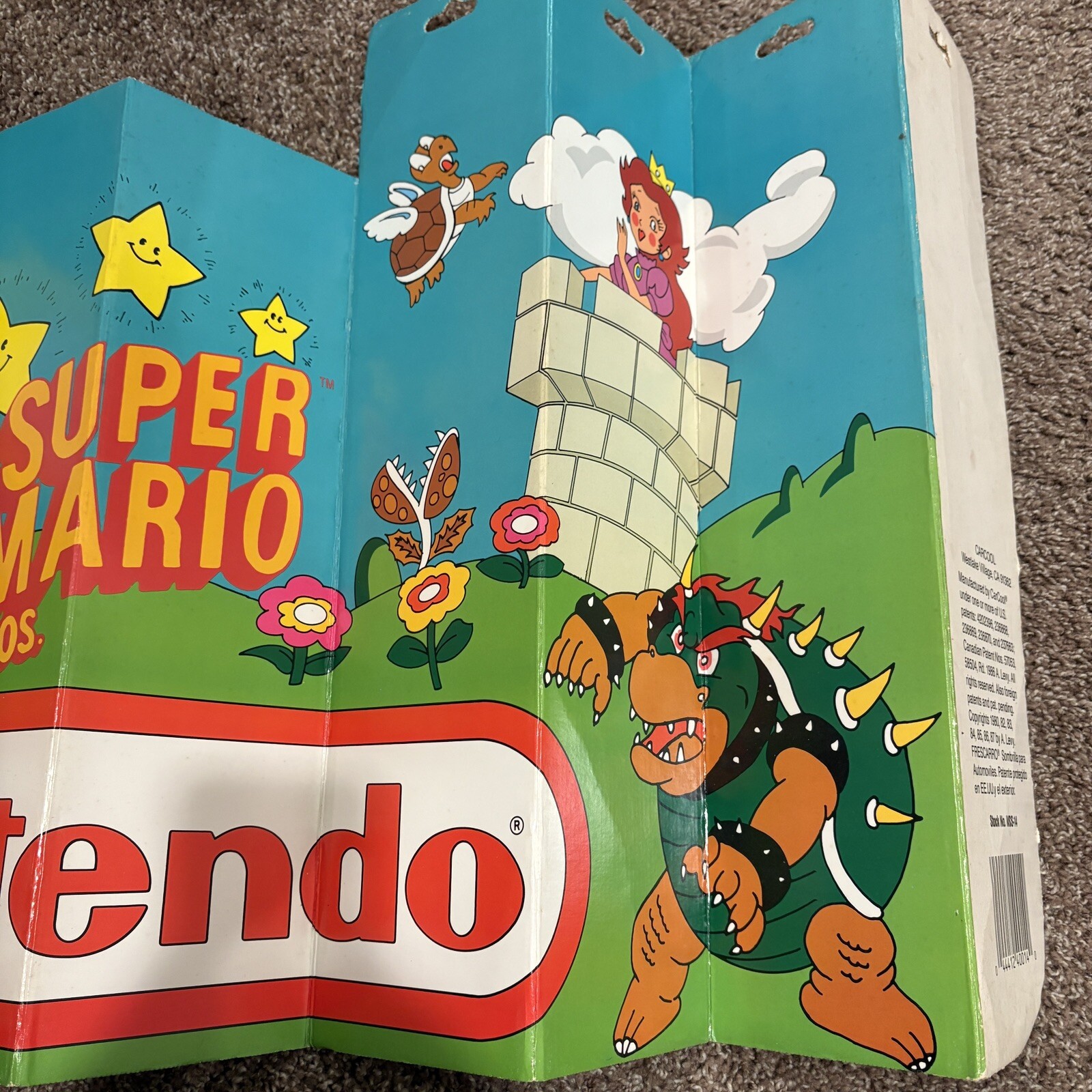 Vintage Super Mario Bros Rare Car Auto Sun Shade 1989 Folded Gamer Collectable