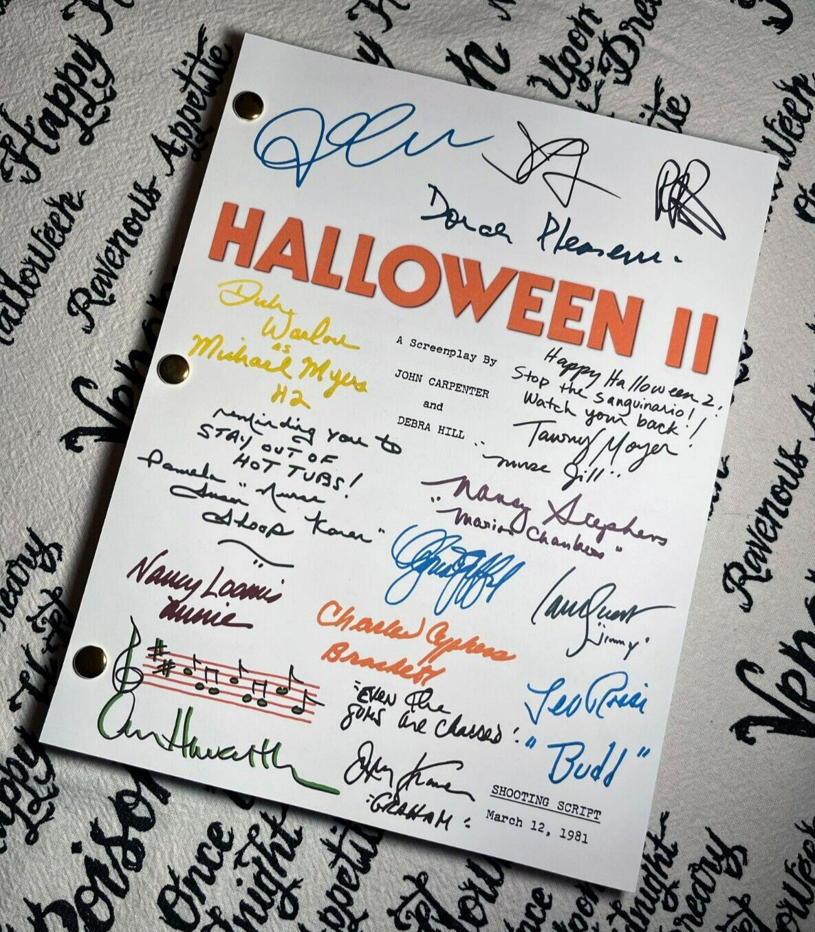 Halloween II Script Cast-Signed – Autograph Reprints – Michael Myers – 120 Pages