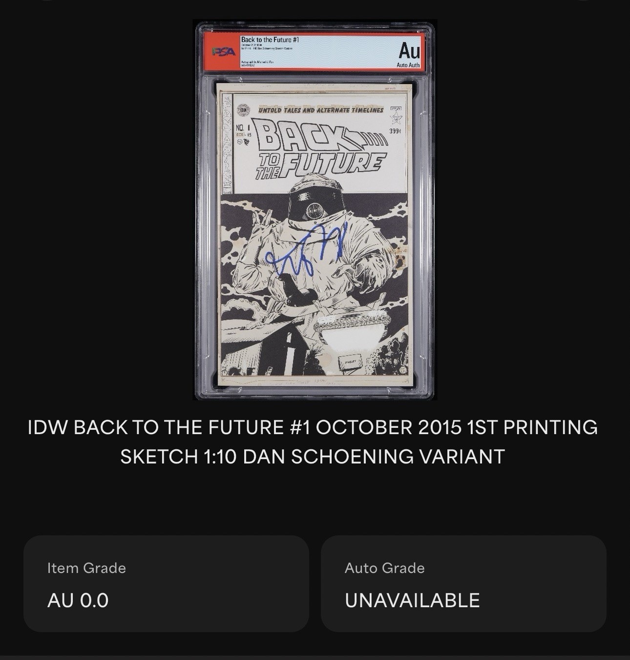 IDW Back to the Future #1 Variant Michael J Fox Signed PSA Authentic Comic