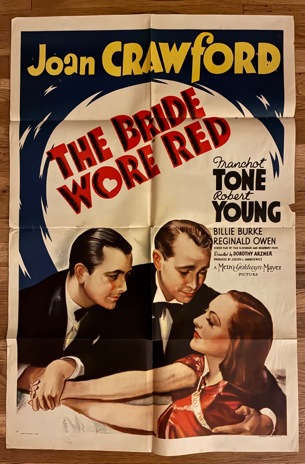 Vtg 1937 THE BRIDE WORE RED 1 Sheet Movie Poster Style C Joan Crawford TOOKER 27