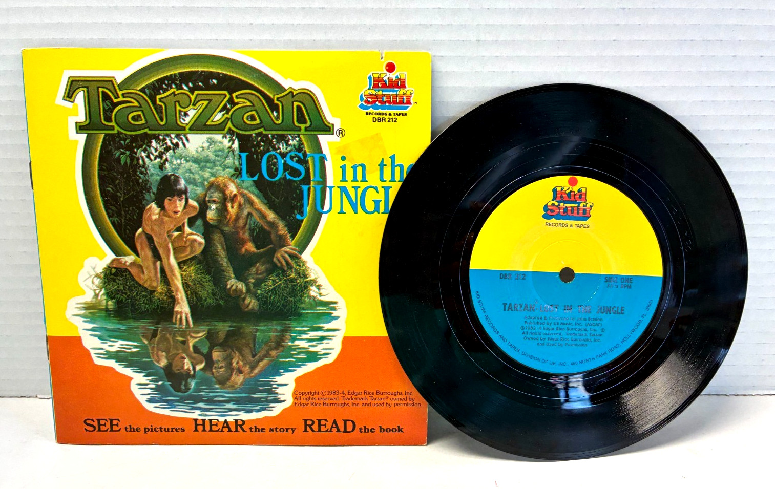 F3 Kid Stuff Tarzan Lost in the Jungle 16-Page Book & 33 1/3 RPM Record 1983