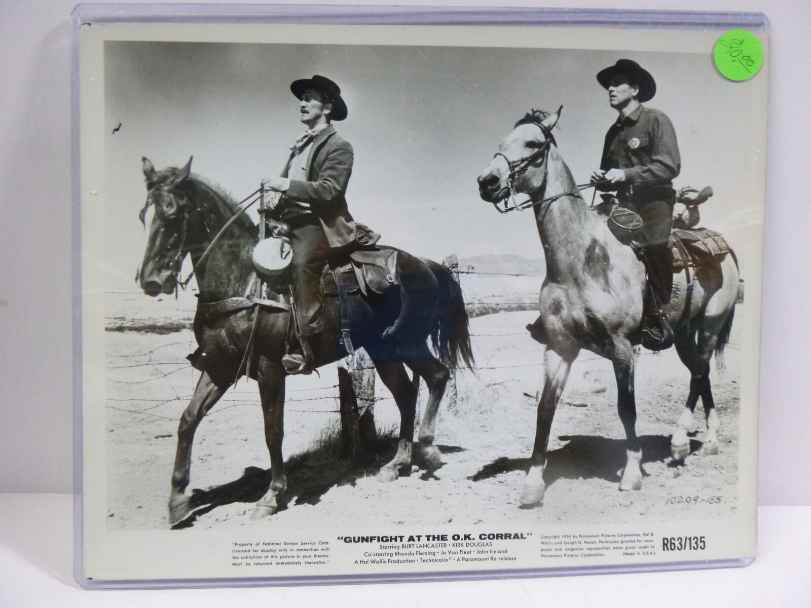 1956 BURT LANCASTER- GUNFIGHT @ OK CORRAL-VINTAGE REPO- MOVIE PROMO LOBBY CARD