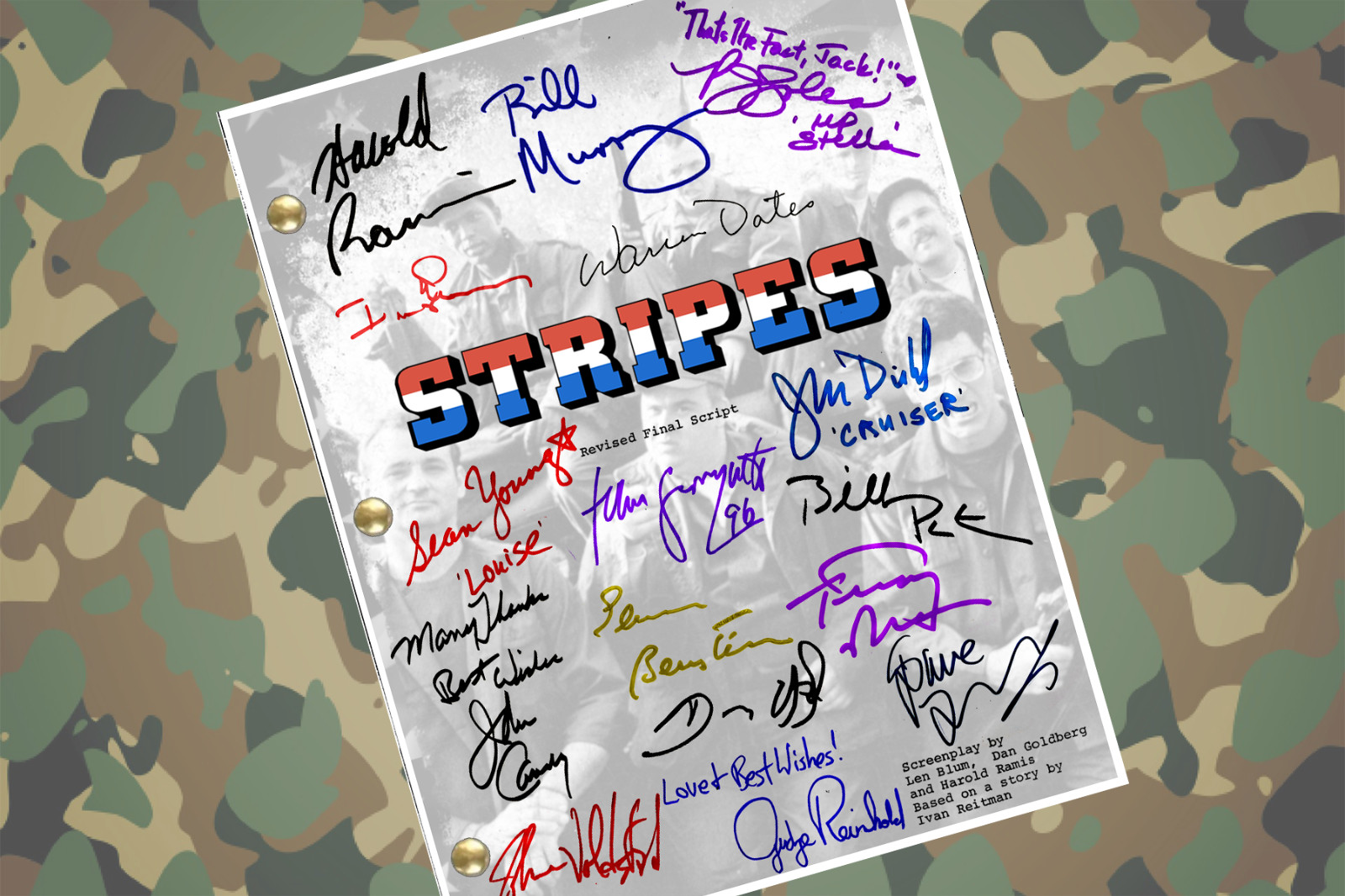 Stripes Movie Script Signed Autograph Reprints 125 Pages | Comedy