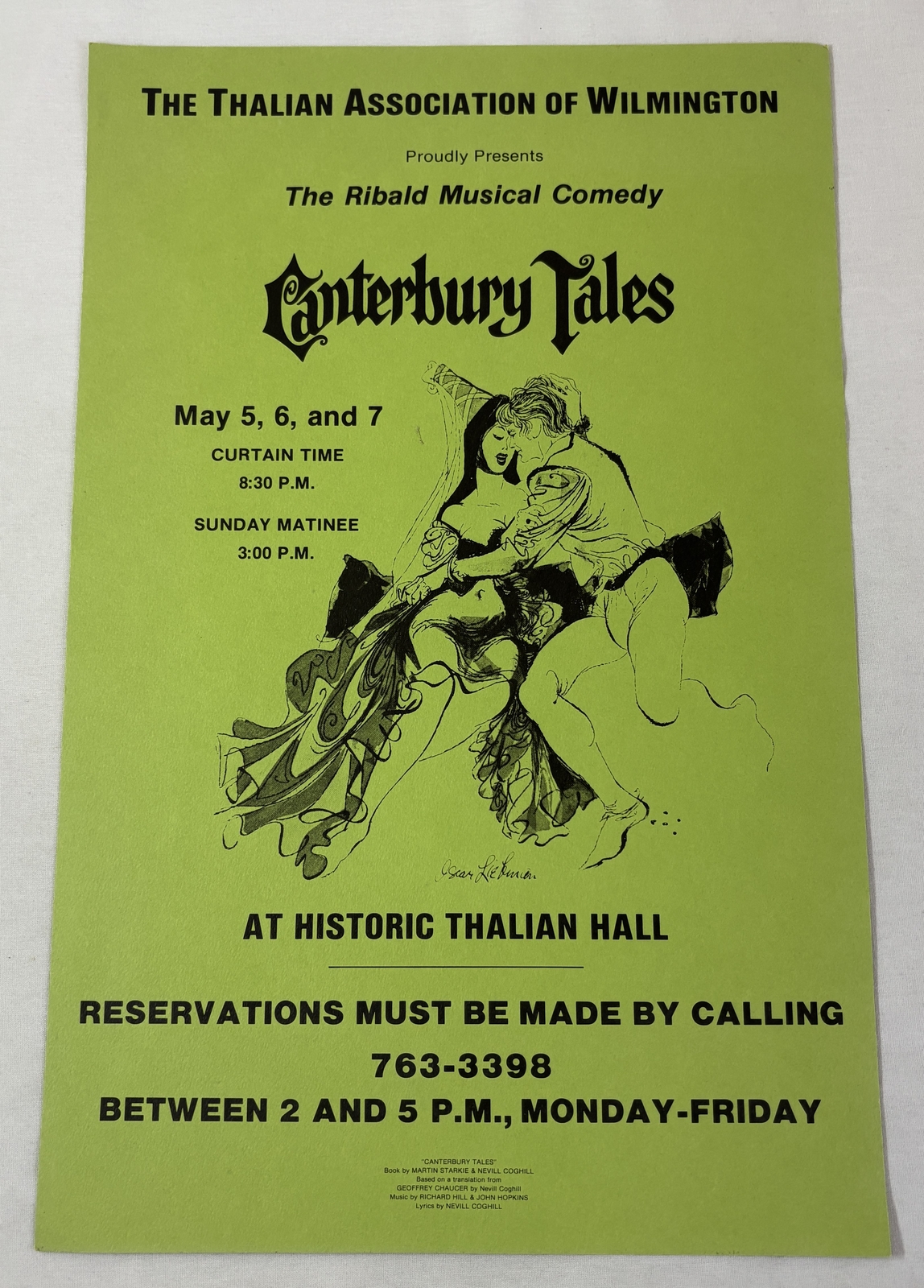1978 Thalian Hall promo poster CANTERBURY TALES ~ 10×17 ~ Wilmington, NC