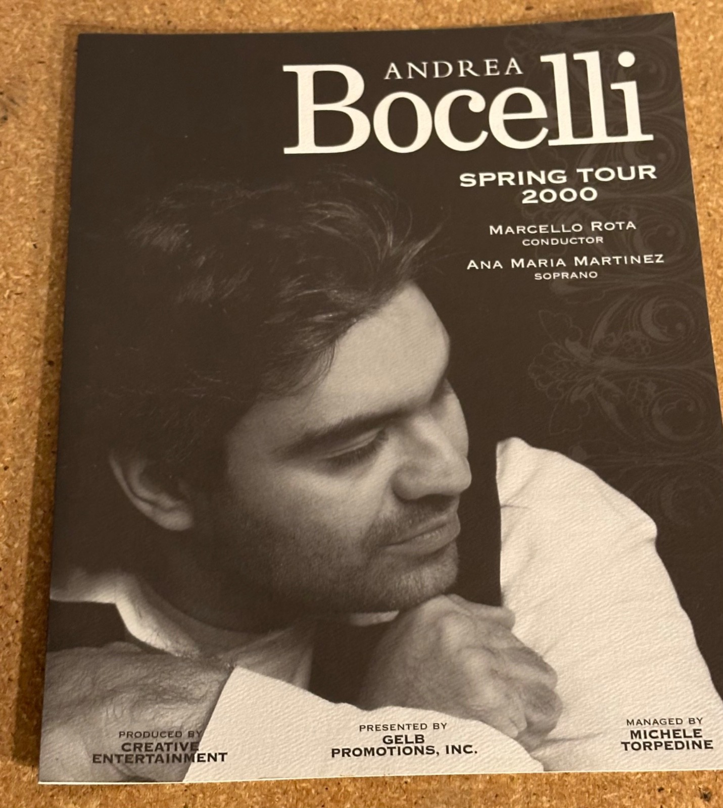 Andrea Bocelli Concert Program 2000 Spring Tour Marcello Rota Free Shipping!!!!