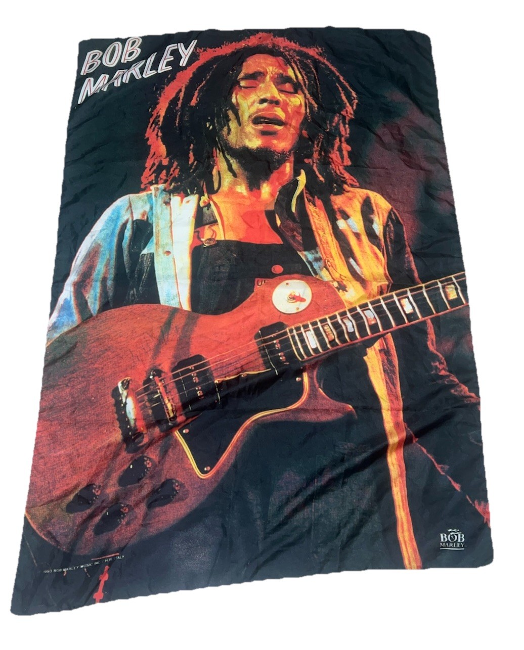 Vintage 90s Bob Marley Made in Italy Official Band Merch Flag 100% Polyester