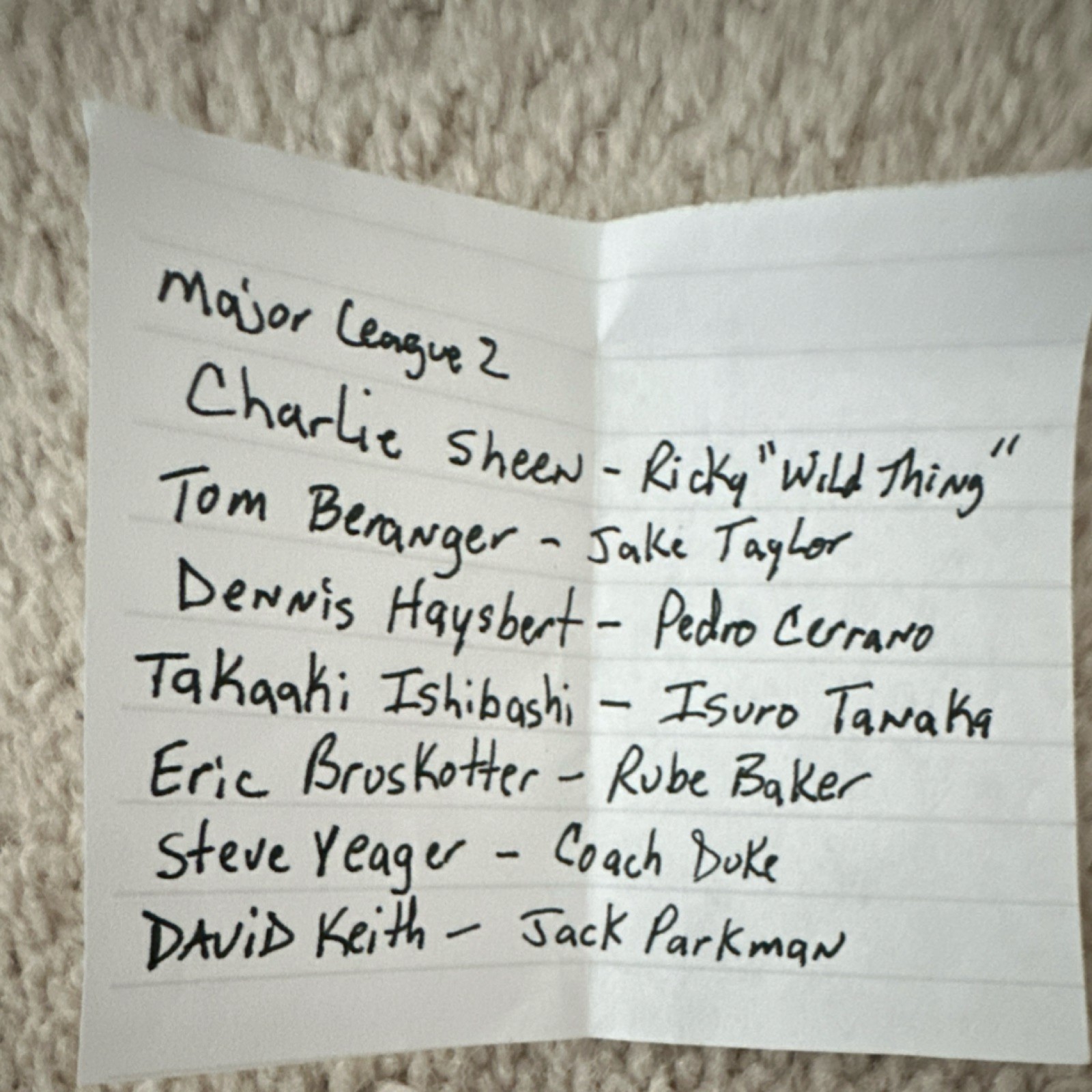 Rawlings Major League 2 Cast Signed Baseball Charlie Sheen Beranger Haysbert JSA