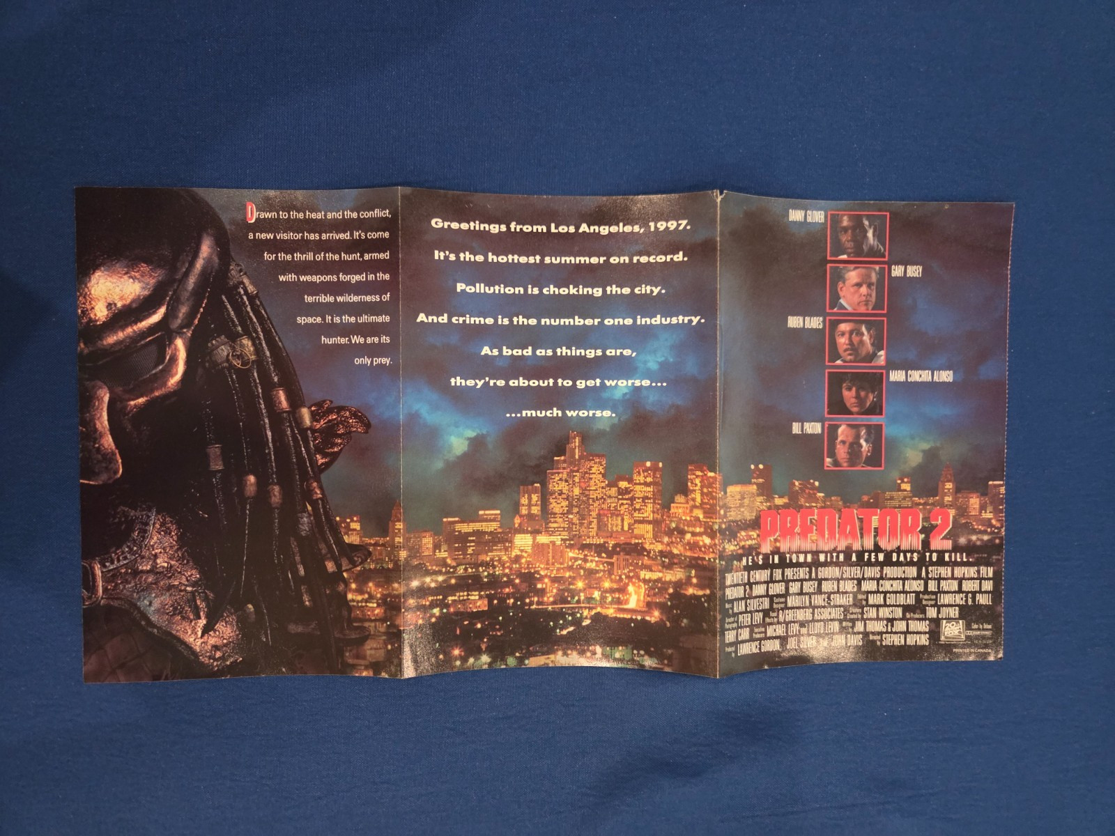 1990 Predator 2 Insert Promo Booklet/Poster