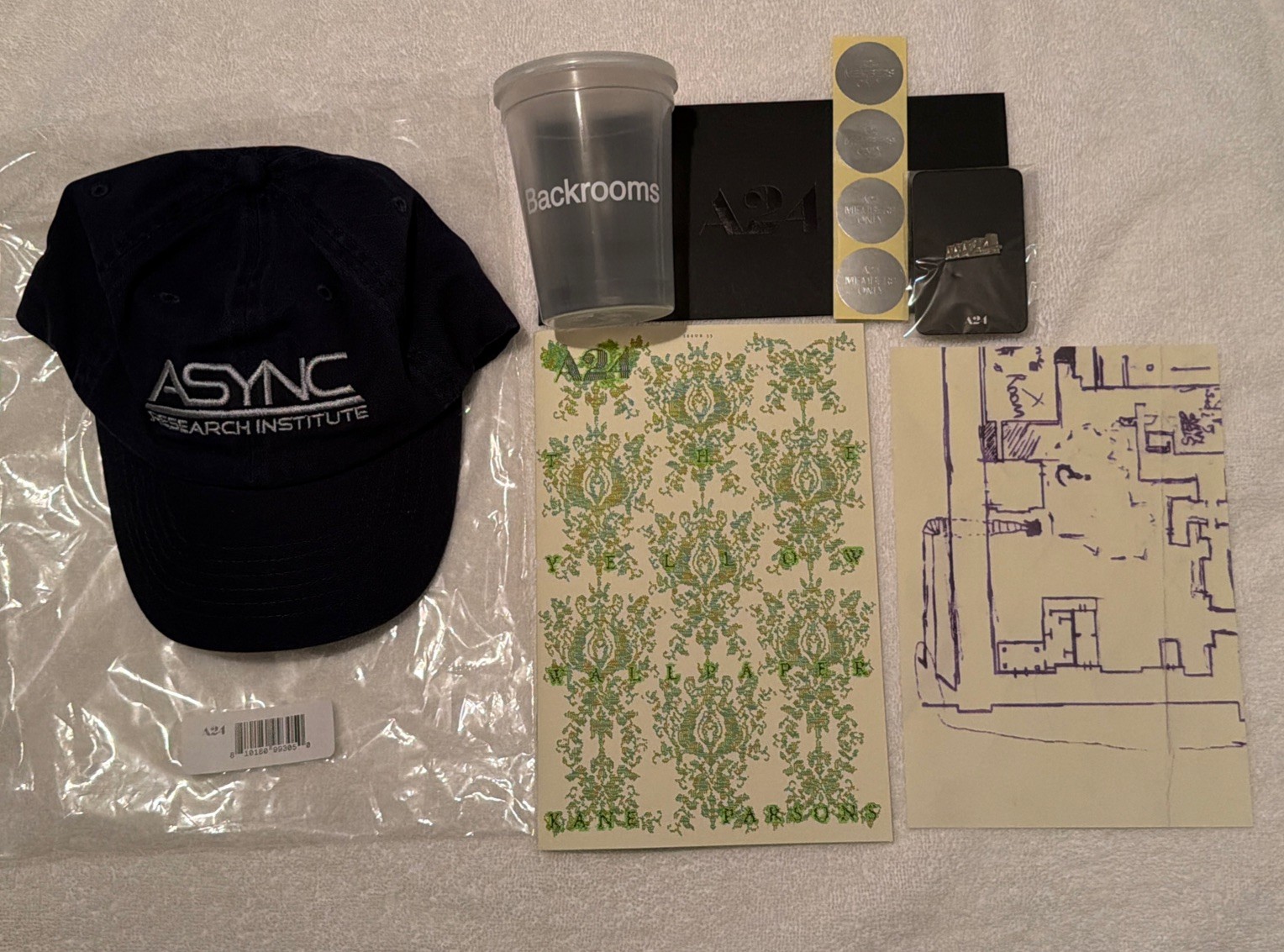 A24 Backrooms Hat, Zine Issue #33 by Kane Parsons, Map, Stickers, Pin & Rare Cup