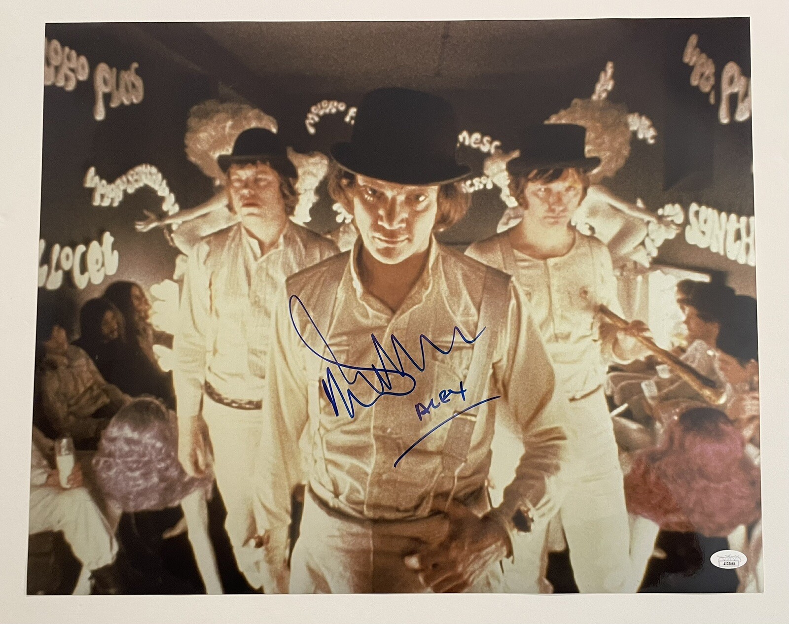 Malcolm McDowell Signed Metallic 16×20 Clockwork Orange Autograph Photo JSA COA