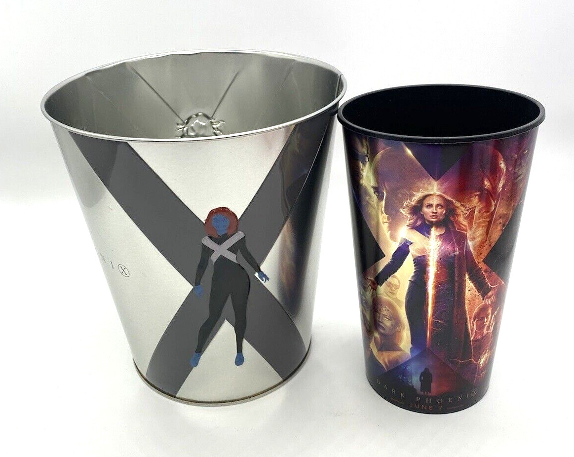 XMen Dark Phoenix Marvel Movie Metal Popcorn Bucket & plastic cup, Collectible