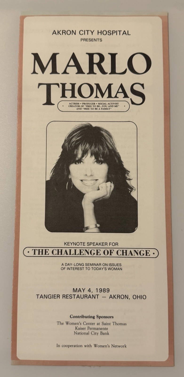 Marlo Thomas SIGNED Free to Be a Family 1987 HCDJ & 1989 Akron Women’s Program