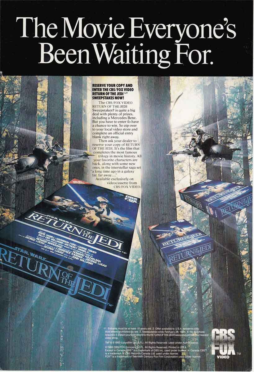 1986 Star Wars Return of the Jedi: Everyone’s Been Waiting Vintage Print Ad