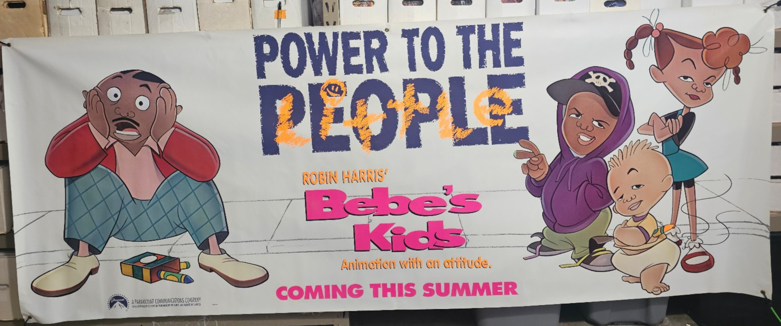1992 Bebe’s Kids Vinyl Movie Theater Banner 120×47” Robin Harris Tone Loc