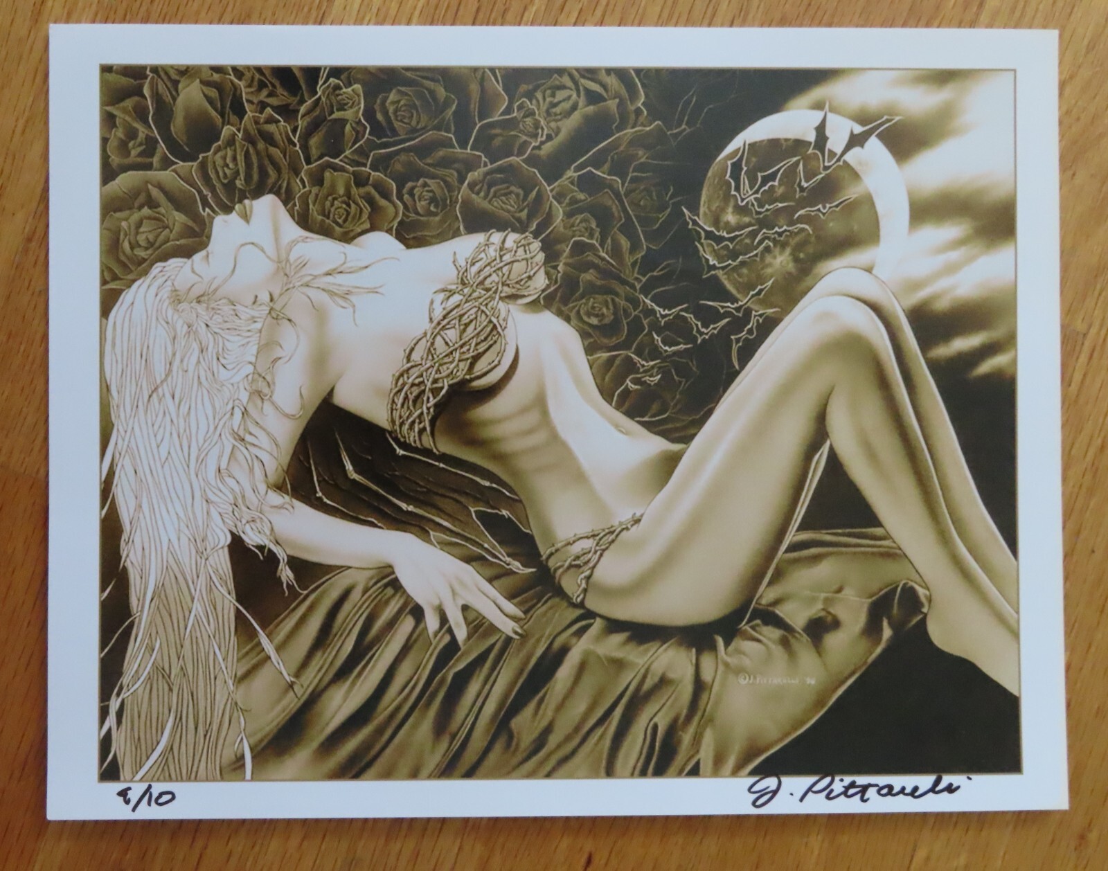 Comic Artist JEFF PITTARELLI signed / LTD 9/10 Photo LADY DEATH Moon Roses Bats