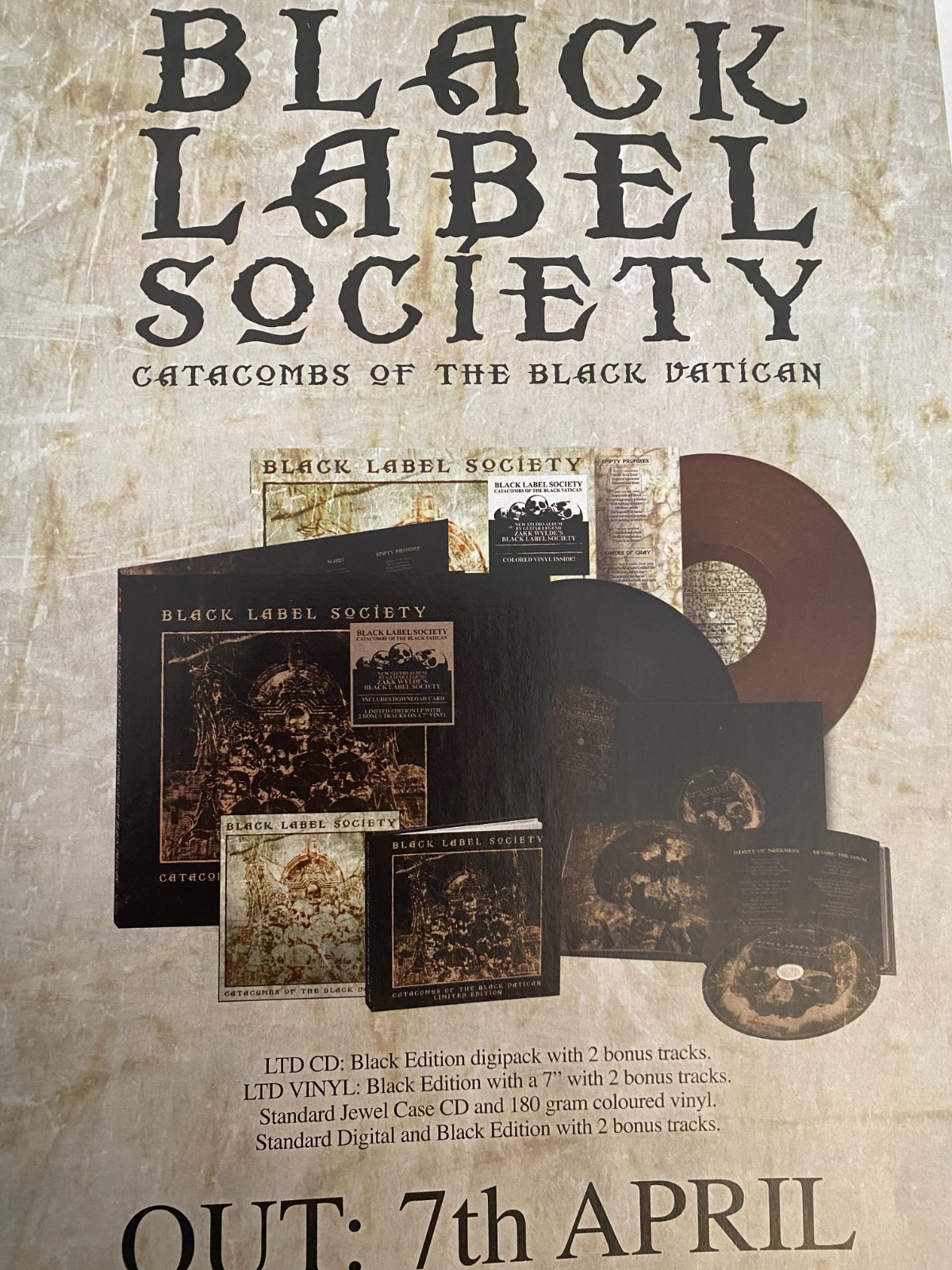 Black Label Society, Catacombs of the Black Vatican, Full Page Promotional Ad
