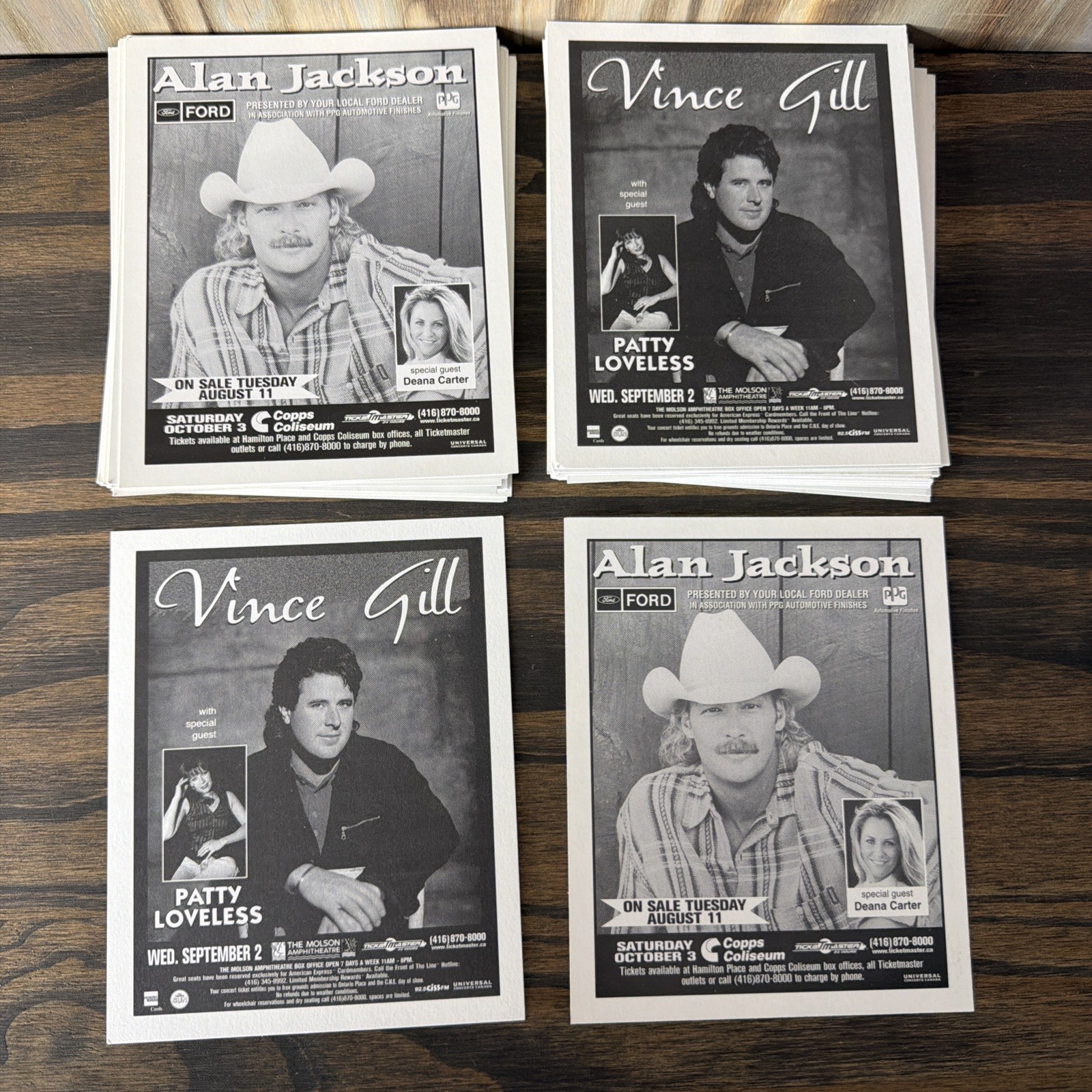 Alan Jackson Vince Gill Patty Loveless Lot of 55 4.25×5.25 Ad Cards 1998 Canada