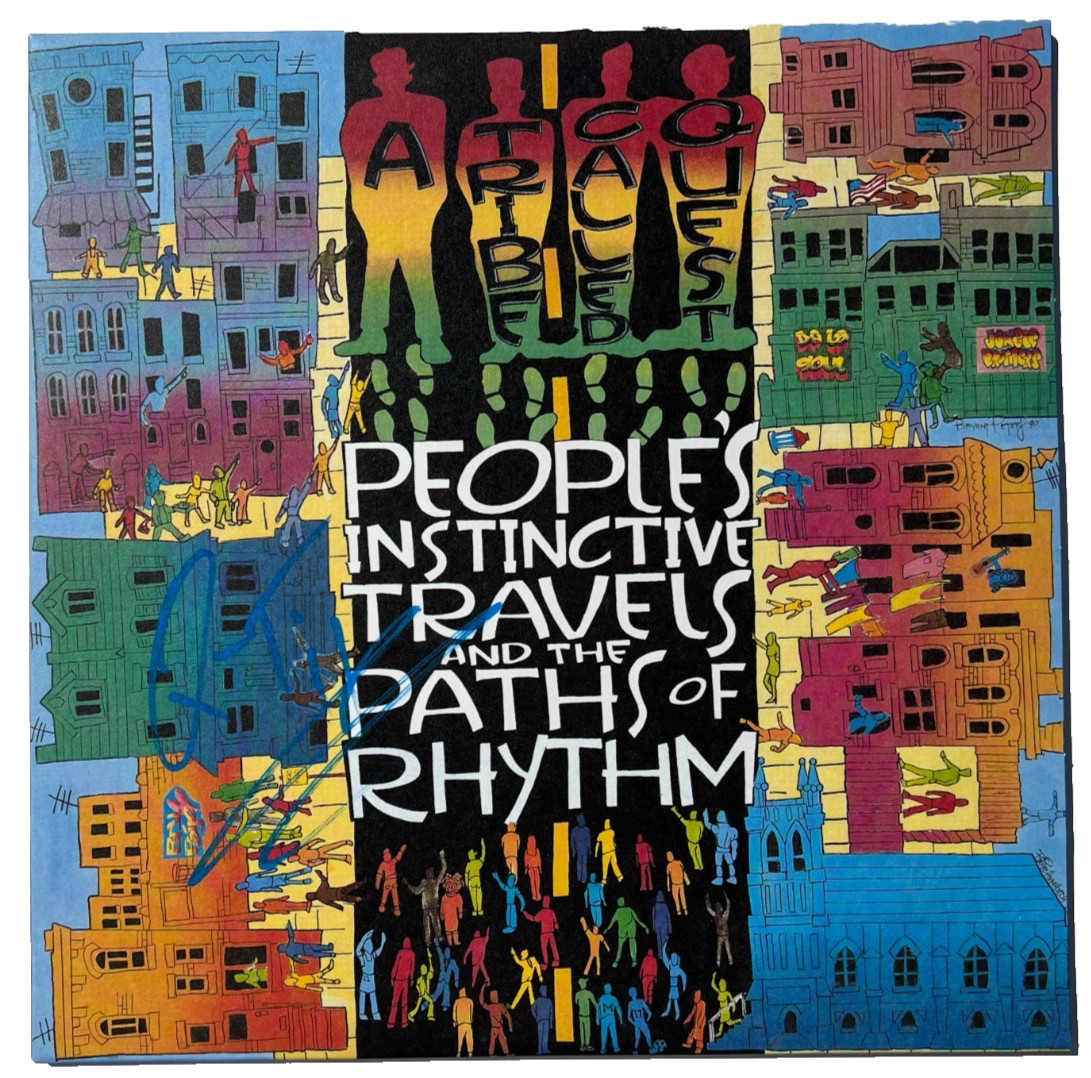 Q-TIP SIGNED A TRIBE CALLED QUEST PEOPLE’S INSTINCTIVE TRAVELS VINYL ALBUM JSA
