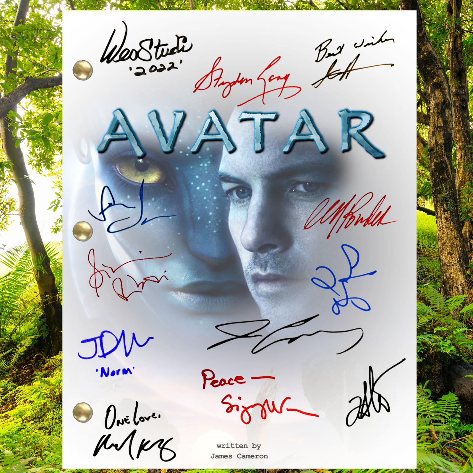 Avatar Script Cast Signed Autograph Reprints Full Script with Custom Cover