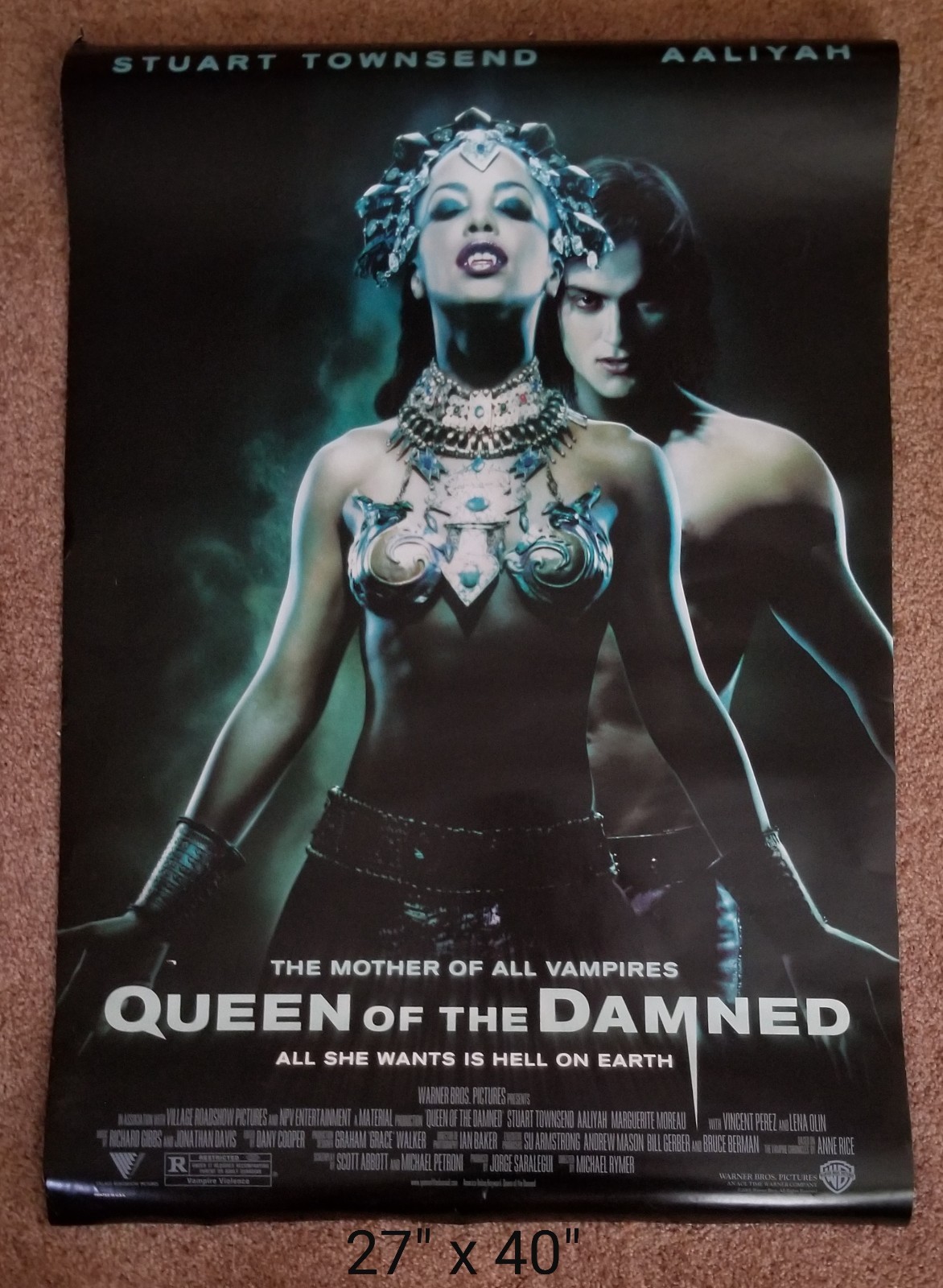 Queen of the Damned Two-sided Movie Poster 2002 Aaliyah Halloween Vampire