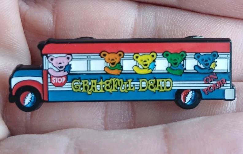 Grateful Dead Jerry Garcia Dancing Bear Bus Lapel Pin Officially Licensed Tour R