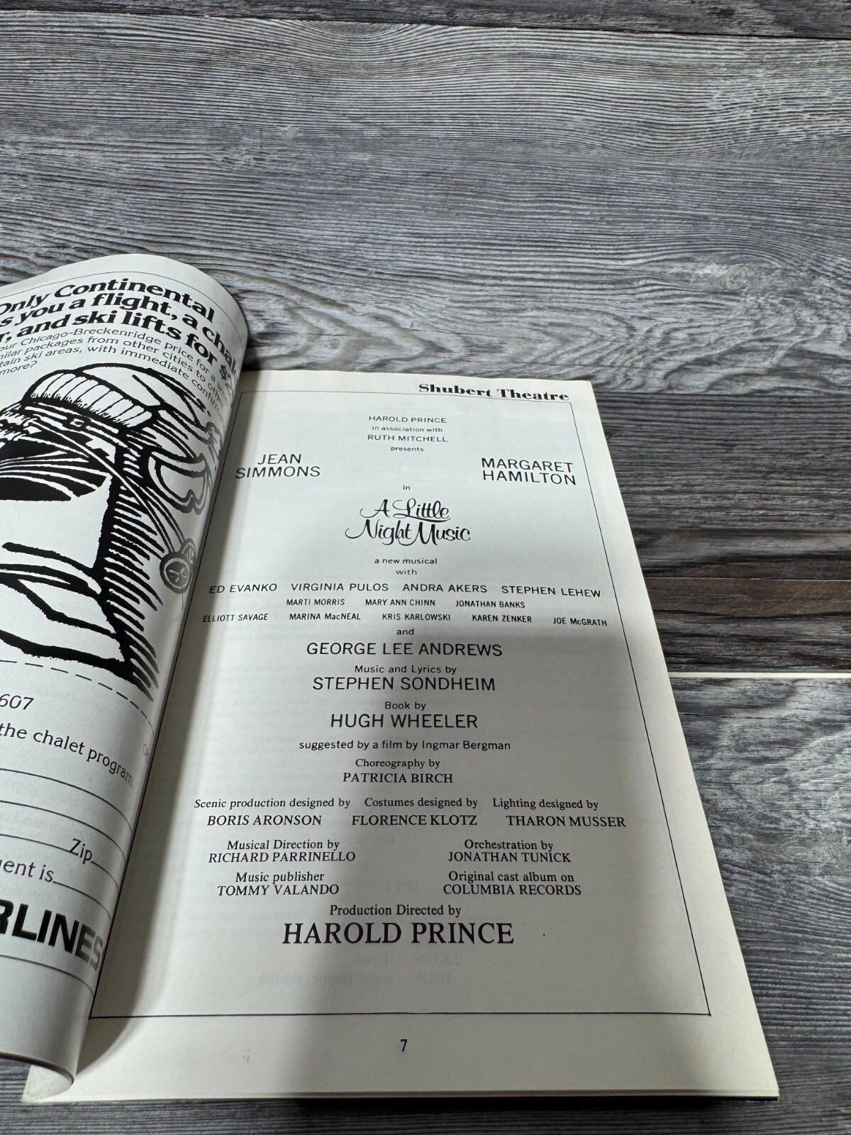 A LITTLE NIGHT MUSIC, PLAYBILL/STAGEBILL, SHUBERT THEATRE, OCTOBER 1974