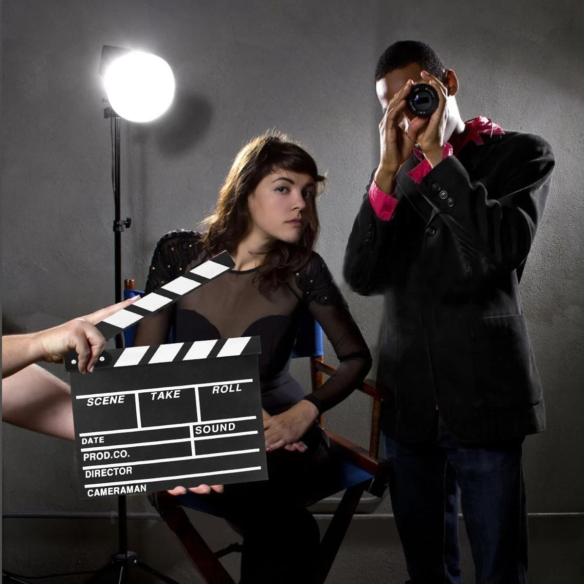 KISEER 12″x11″ Movie Film Clap Board Wooden Movie Clapboard Film Clapper Board (