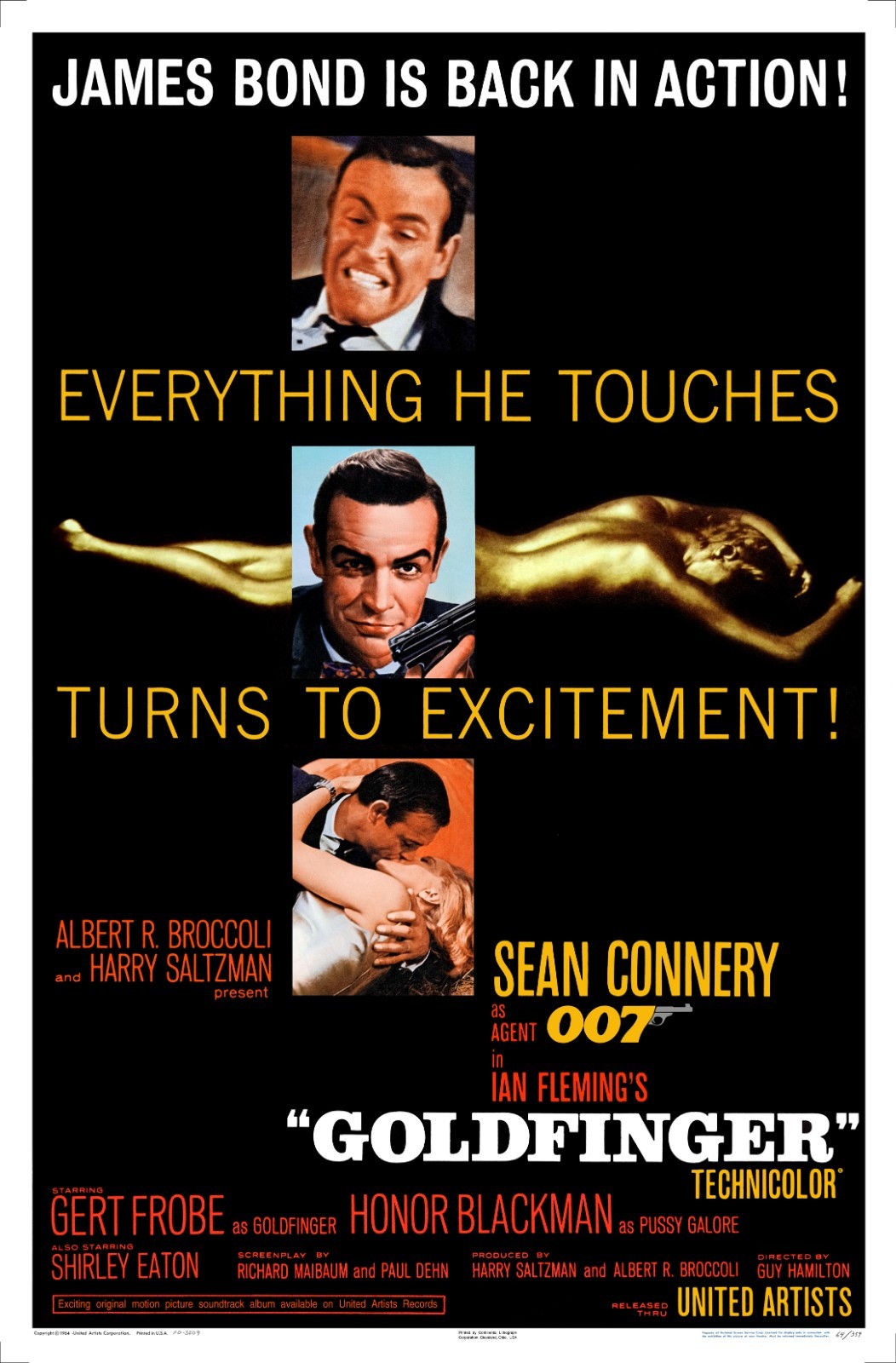 GOLDFINGER (1964) – one sheet 27″x41″ – rare, top James Bond 007 movie poster!