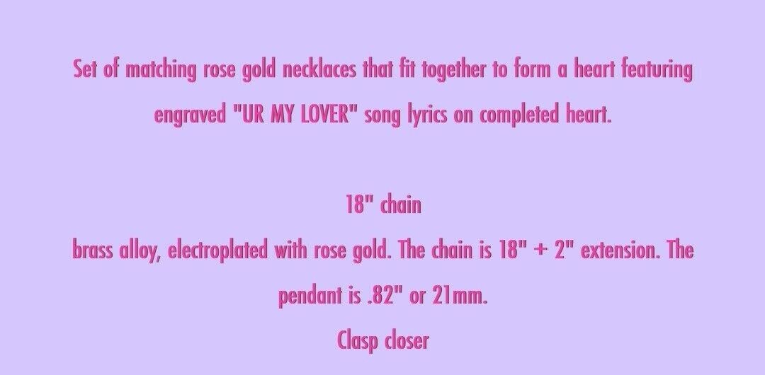 Taylor Swift UR MY Lover BFF Necklace Valentine’s Day Collection NEW – FREE SHIP