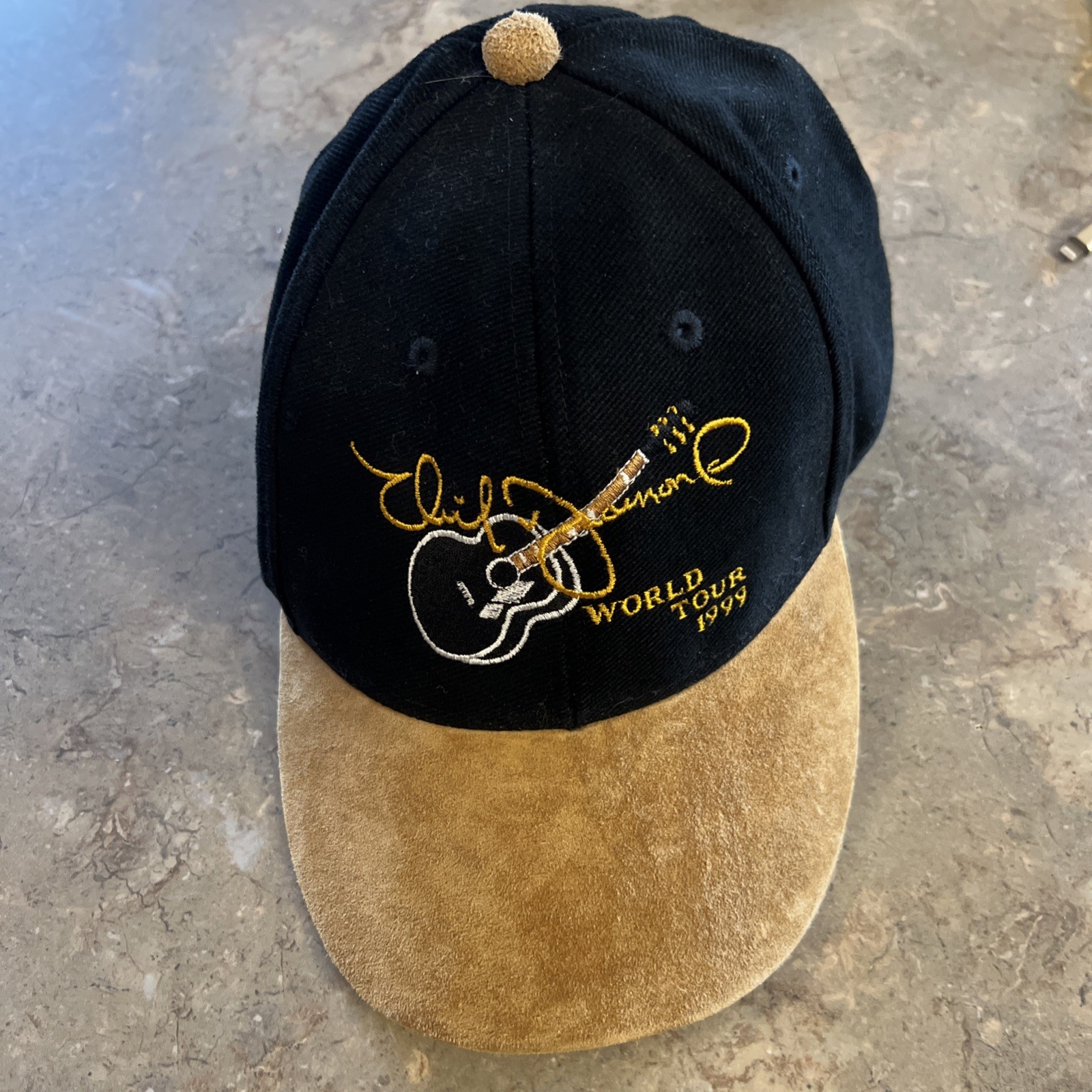 Neil Diamond World Tour 1999 Black Embroidered Hat Suede Bid Rare