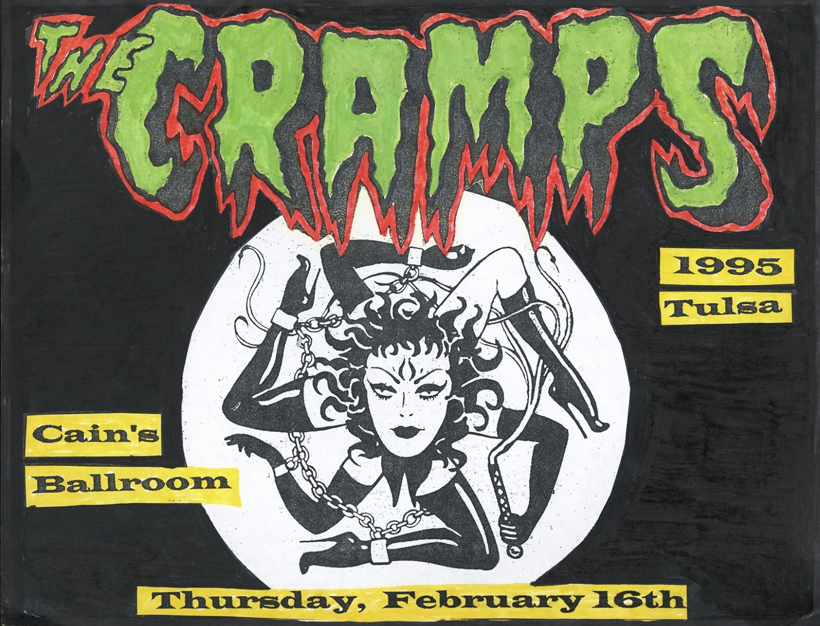 1995 THE CRAMPS CONCERT POSTER WALL ART PRINT TULSA OKLAHOMA SIZE 11X17inches