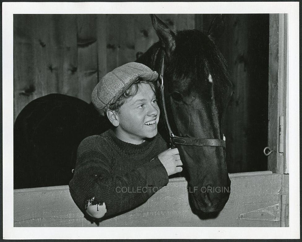 MICKEY ROONEY w HORSE – STABLEMATES – Original Vintage 1938 DBLWT Photo