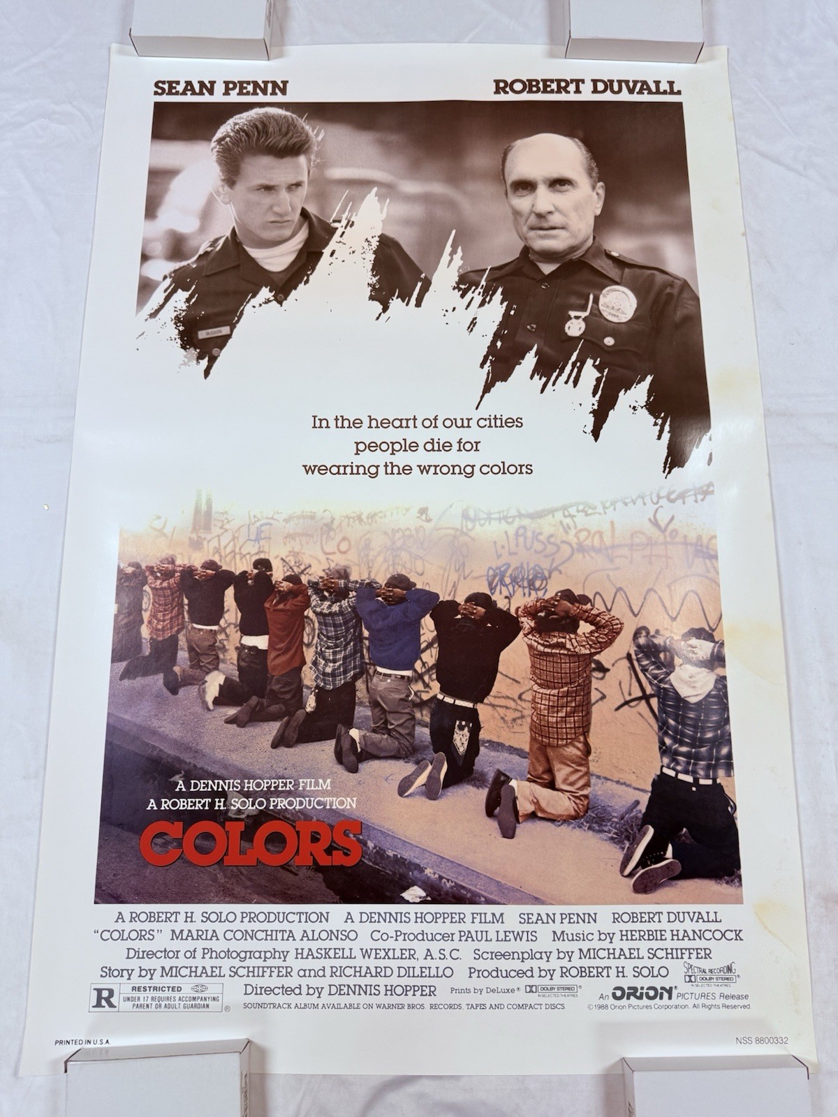 1988 Colors Rolled Original 27×41 Movie Poster Unused Sean Penn LAPD Cops