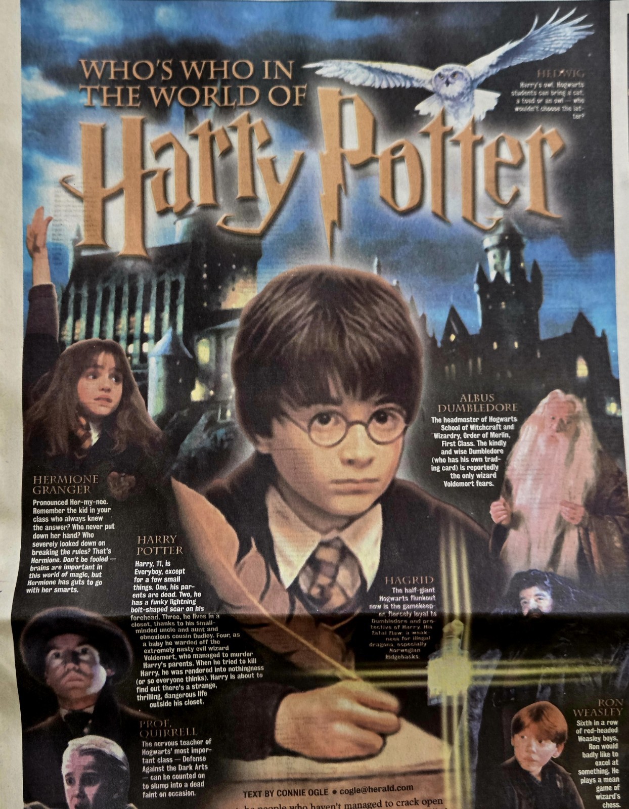 Original 2001 Harry Potter Movie Debut Character Guide Snape Hagrid Rare Poster